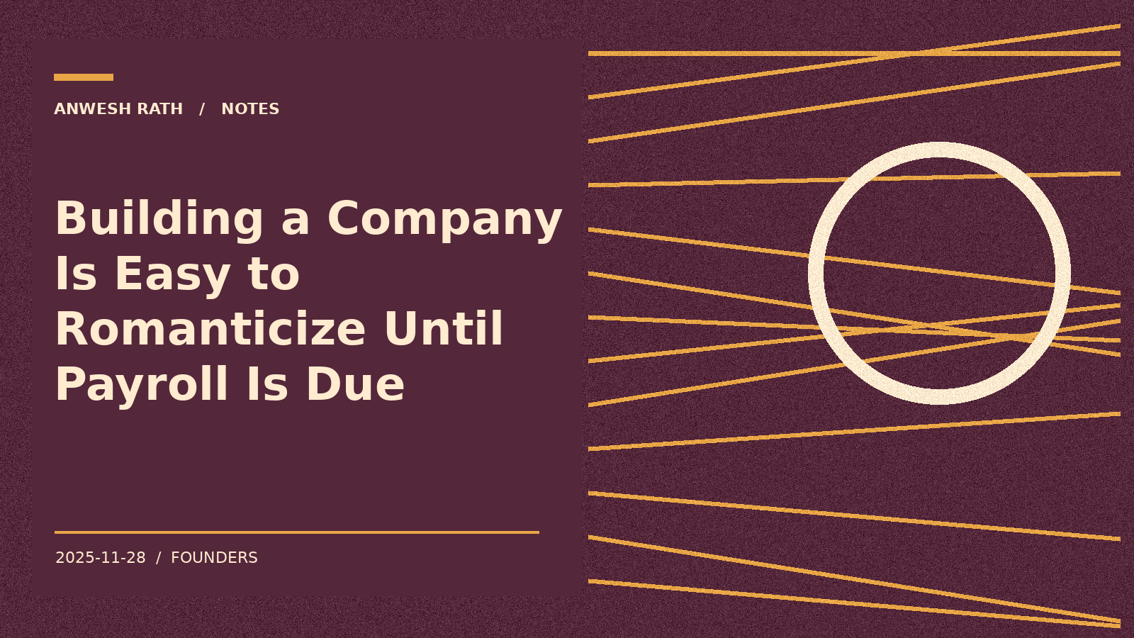 Building a Company Is Easy to Romanticize Until Payroll Is Due